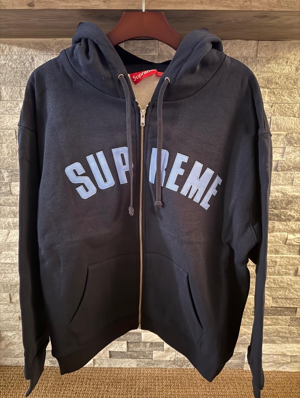 Supreme Split Arc Zip Up Hooded Sweatshirt Black Size Large - Picture 2 of 3
